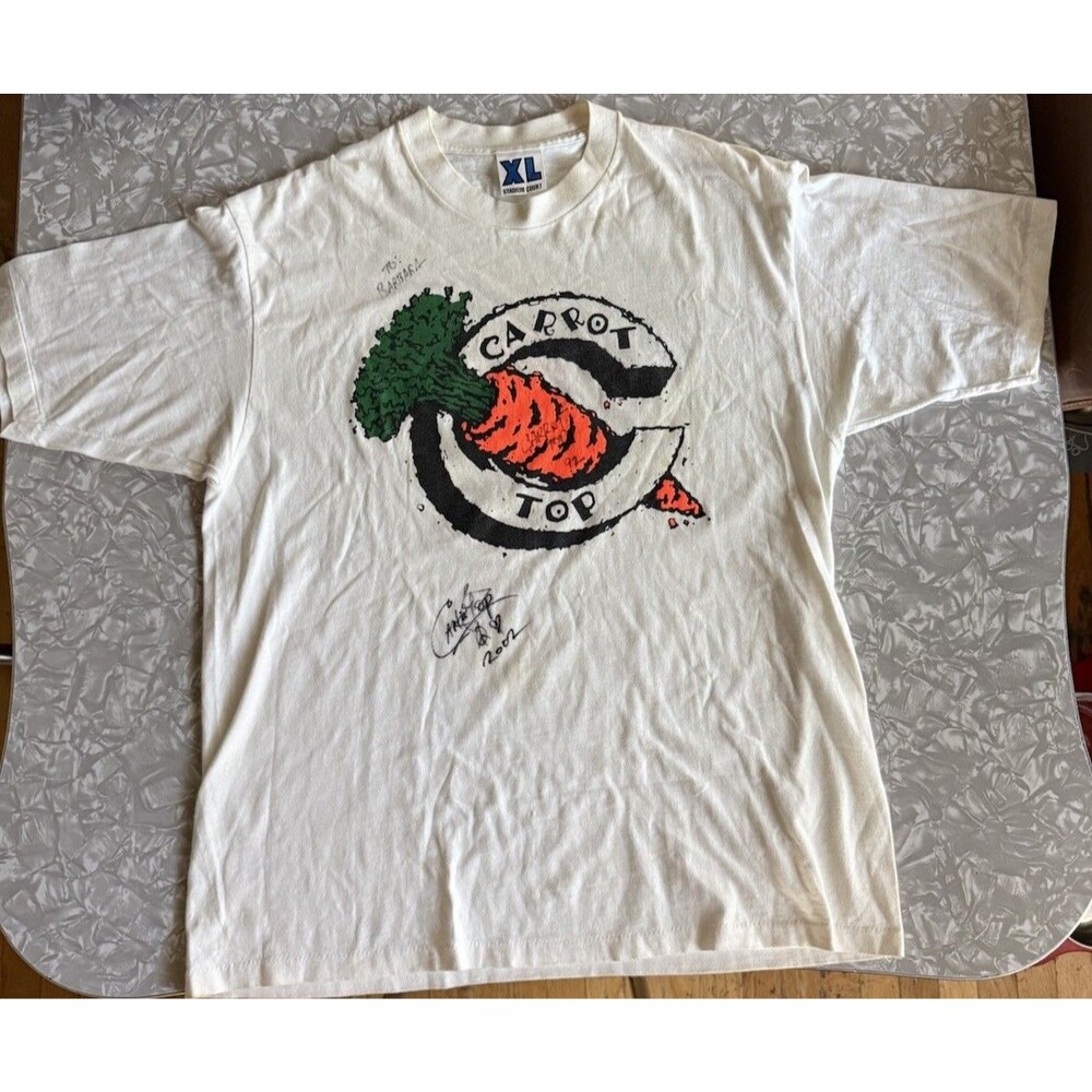 Vintage 90s Carrot Top Shirt SIGNED 4 Times - XL